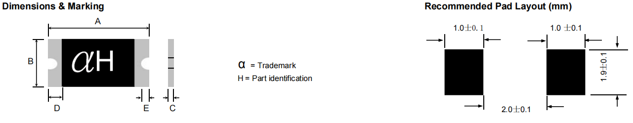 nSMD110-13.2V陆海自恢复保险丝尺寸图